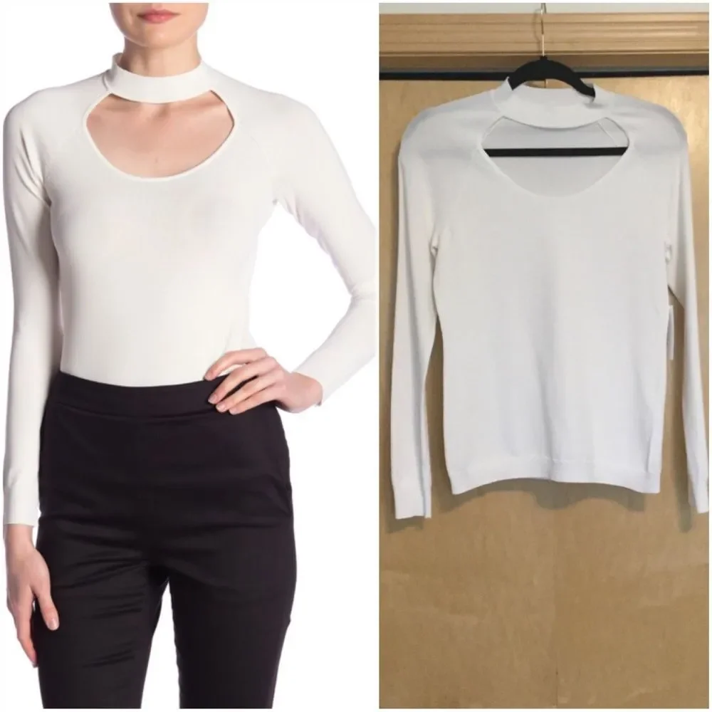 Frame Denim Scoop Cutout Long Sleeve Tee - Picture 1 of 8
